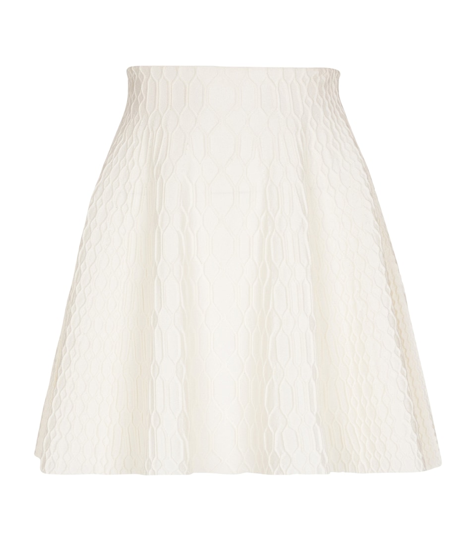 Crocodile-Knit Flared Midi Skirt