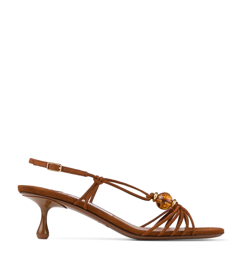 Jimmy Choo Lova 50 Suede Heeled Sandals Tan Mix