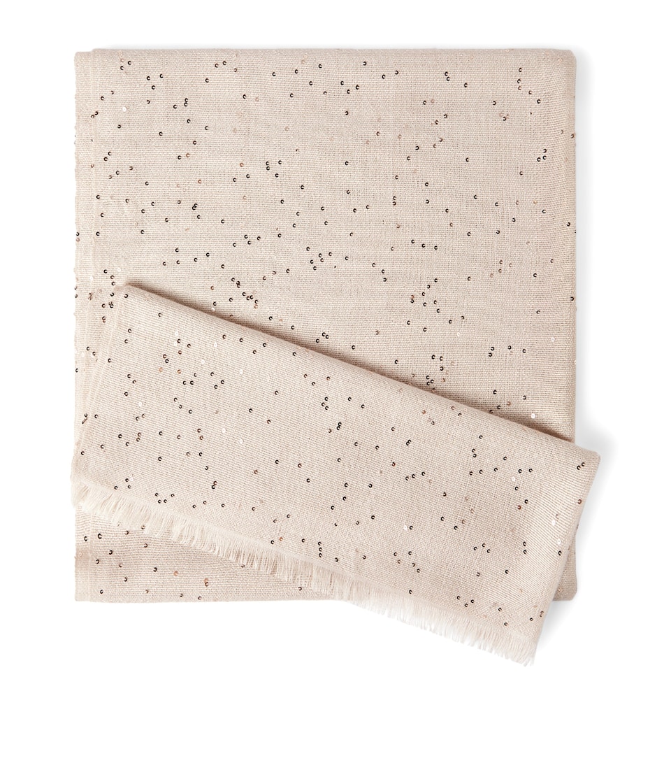 Brunello Cucinelli Cashmere-Silk Embellished Scarf