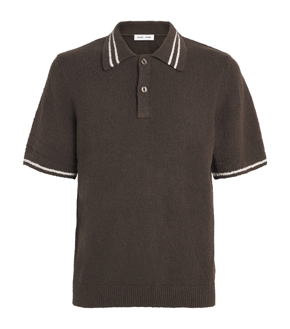 Samsøe Samsøe Mens Bouclé Sapedro Polo Shirt Turkish Coffee