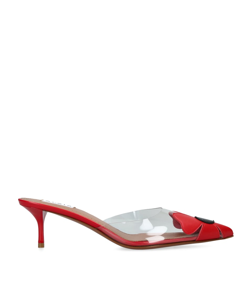 Alaïa Leather-PVC Bloom Mules 55 Red