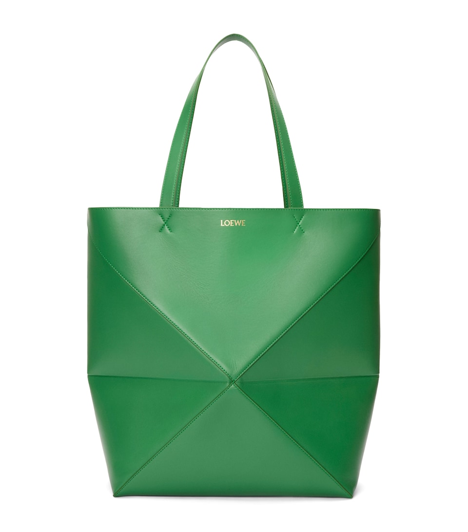 Extra Large Leather Puzzle Fold Tote Bag