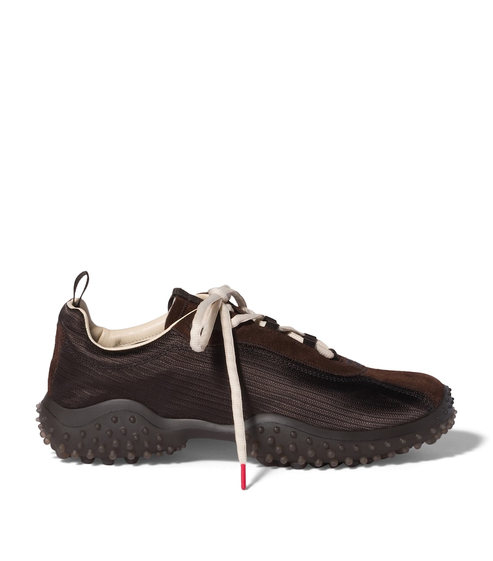 Miu Miu Technical Fabric & Suede Bubble Sneakers Brown
