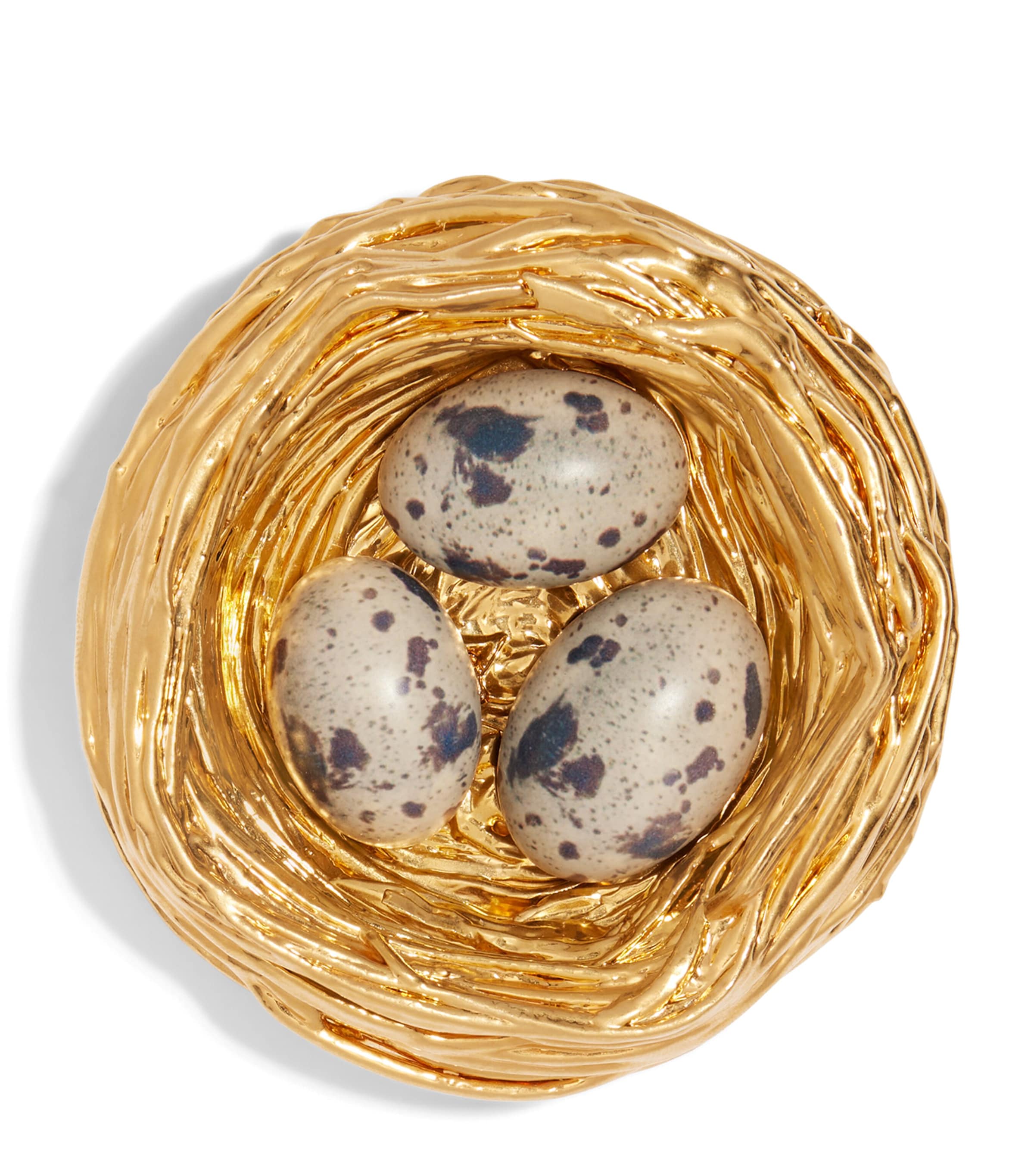 Schiaparelli Bird Nest Brooch Opaque Gold
