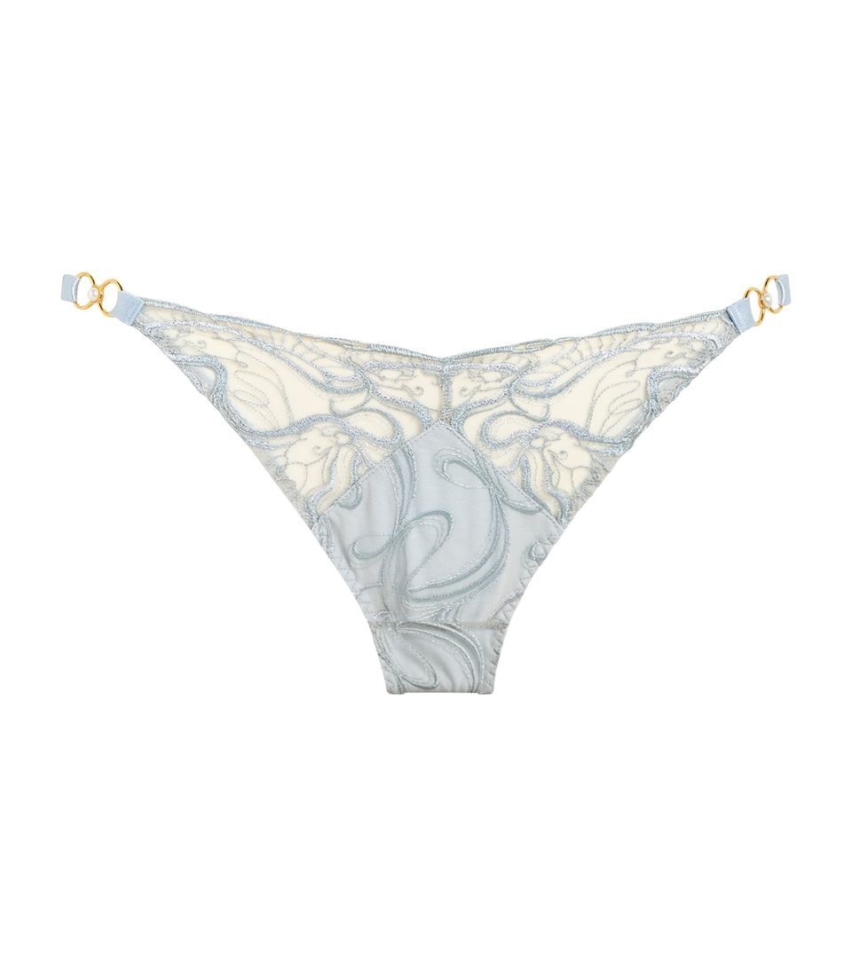 Bordelle Womens Embroidered Pearl Briefs Dusty Blue