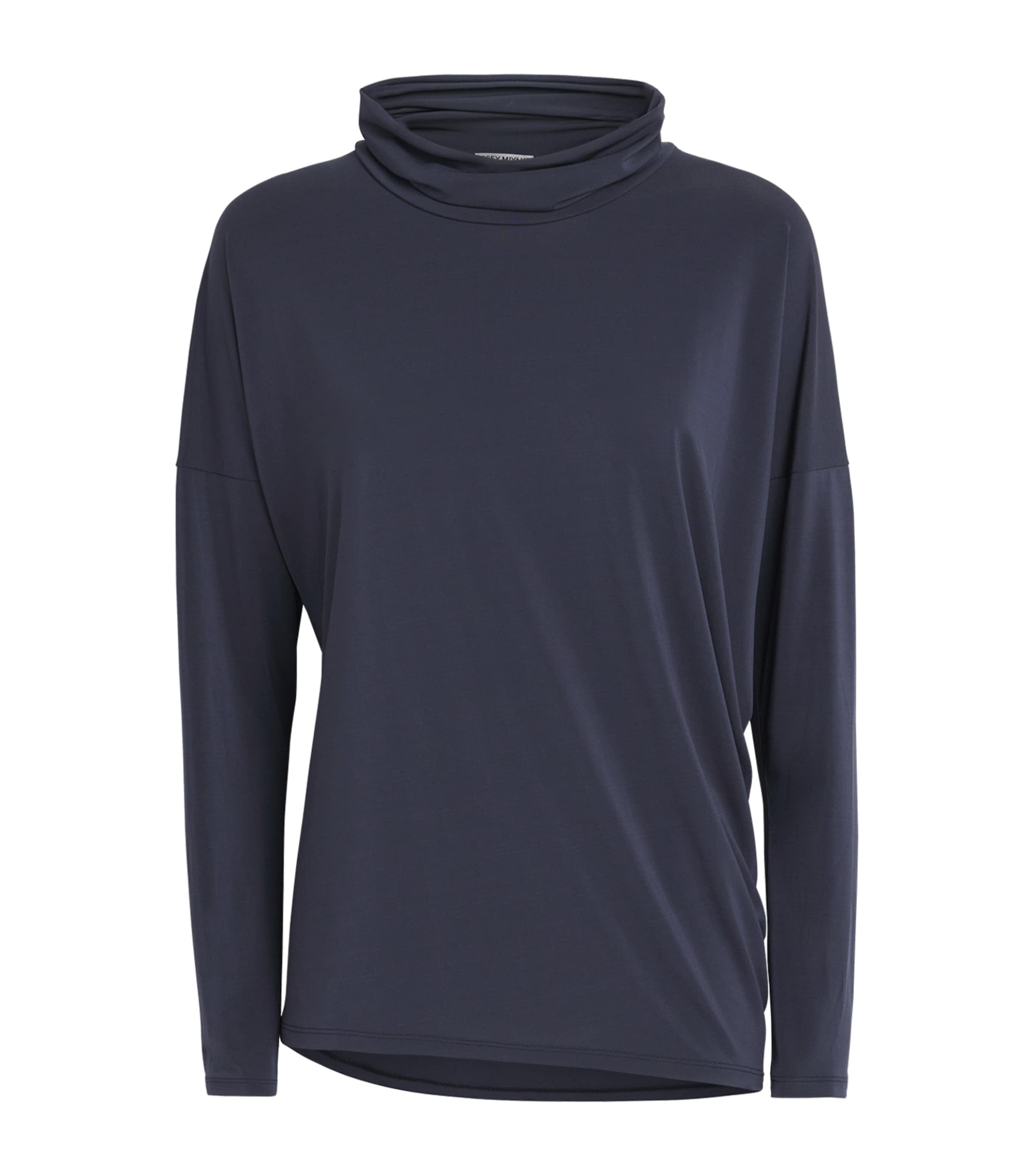 Issey Miyake Womens Drape Jersey Top Dark Navy