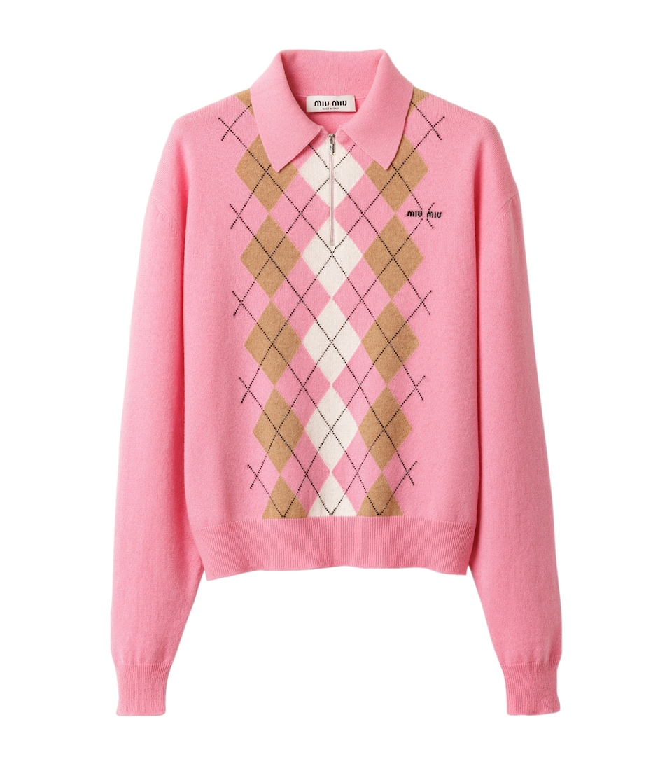 Cashmere Zip-Up Polo Sweater