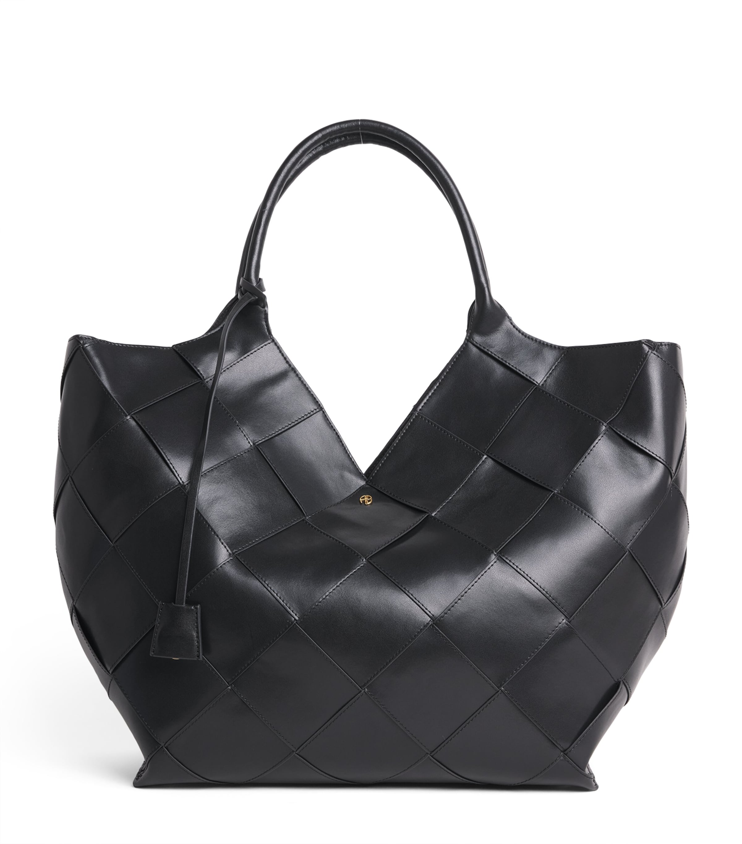 ANINE BING Leather Braided Lili Tote Bag Black