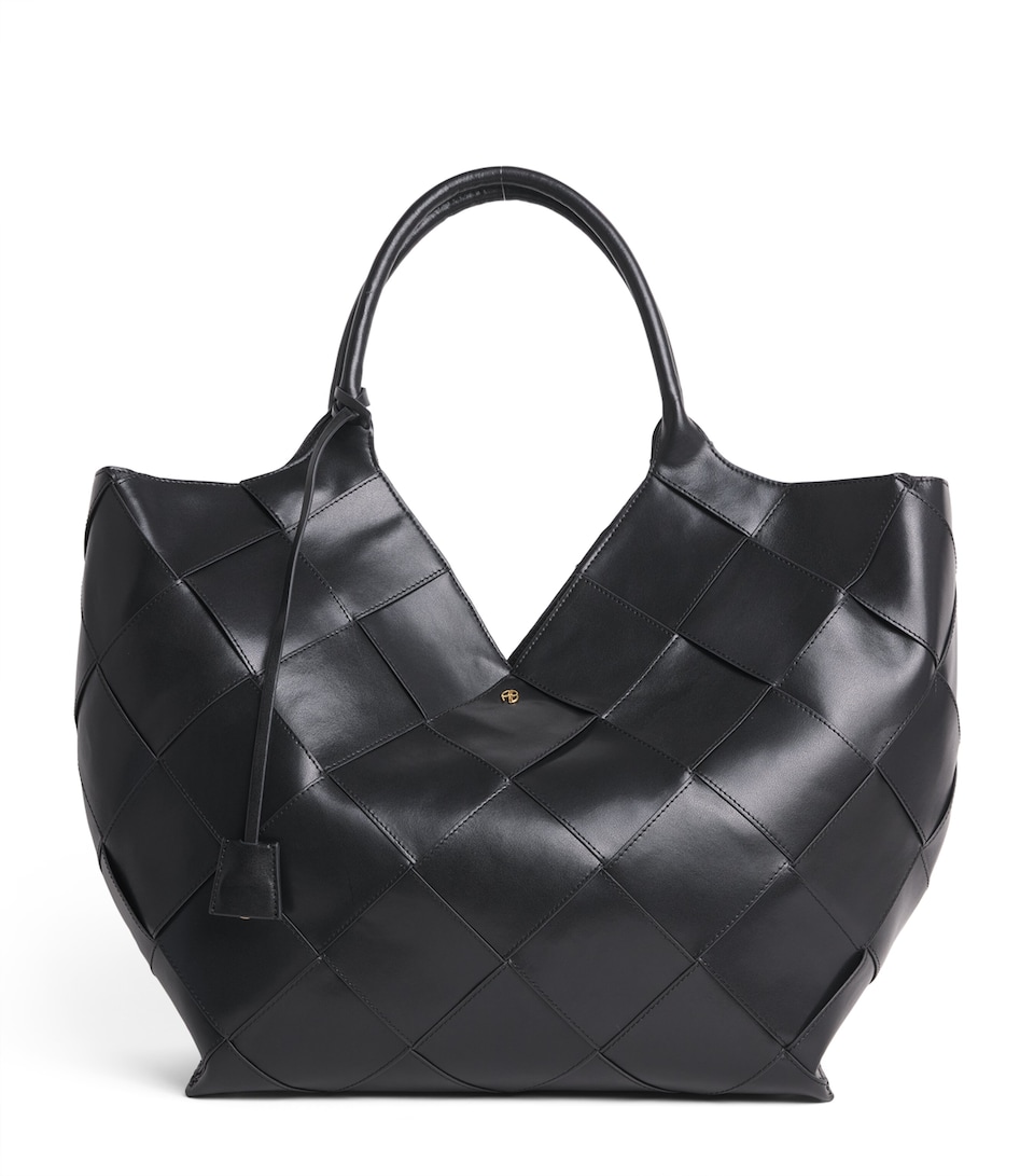 ANINE BING Leather Braided Lili Tote Bag Black