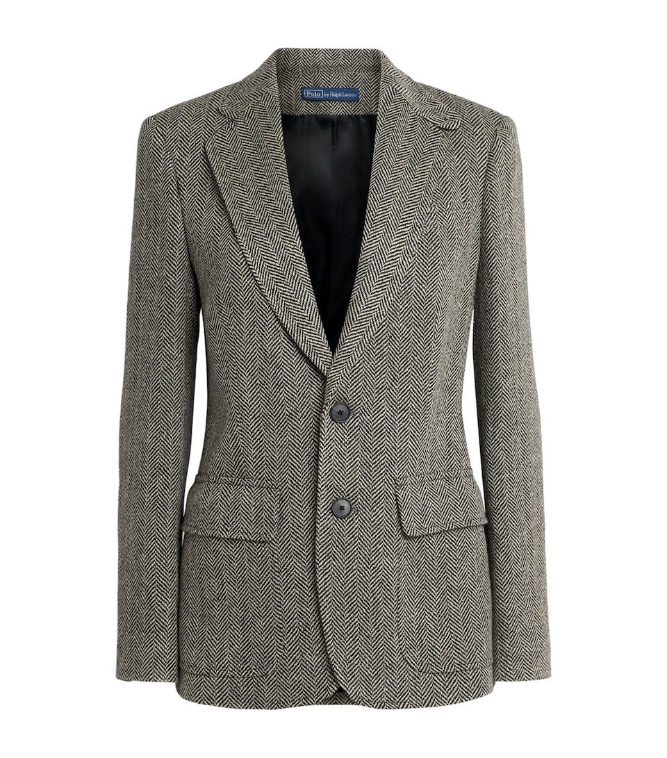 Polo Ralph Lauren Womens Linen-Silk-Wool Heritage Blazer Blk/bge