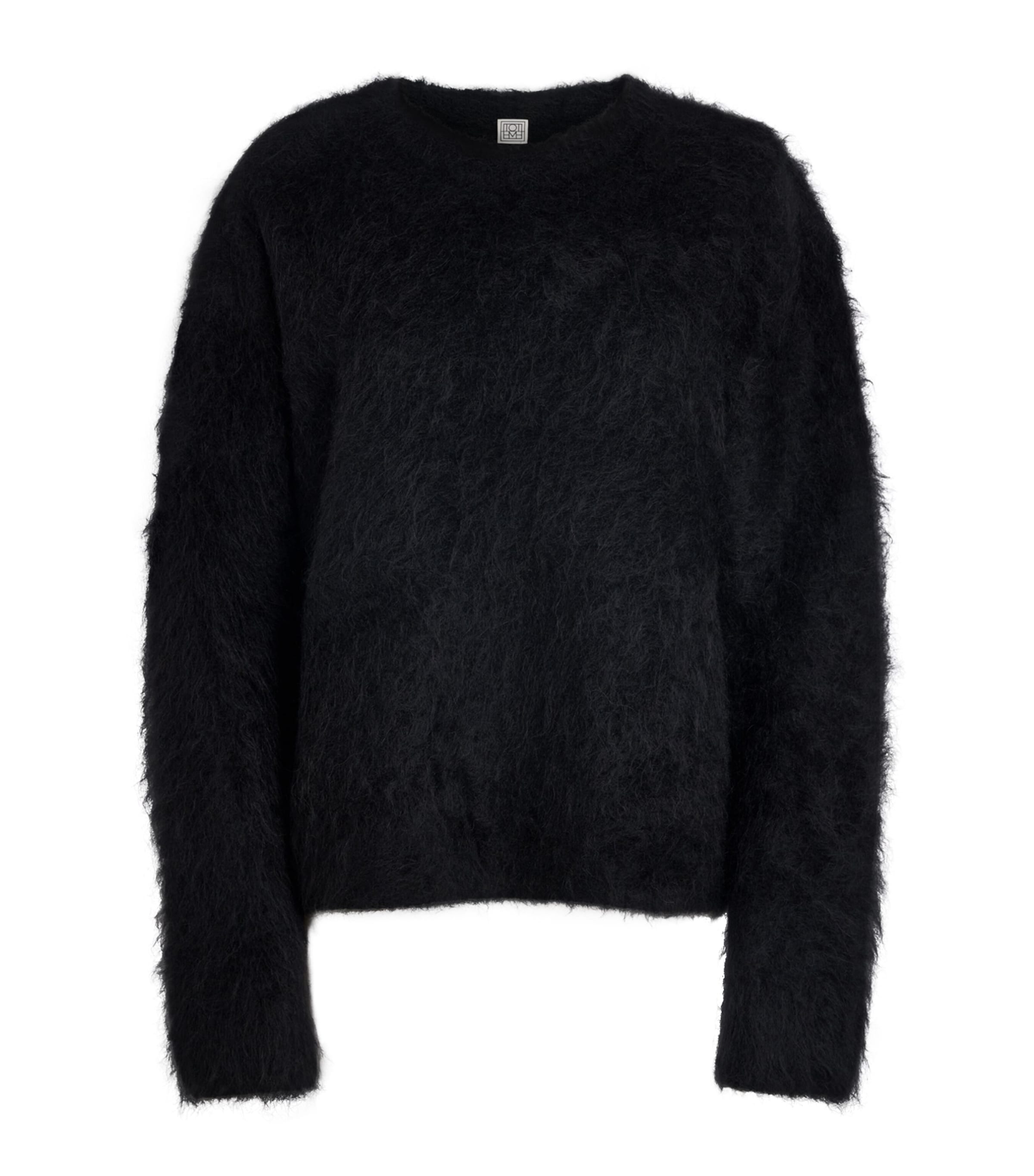 Toteme Womens Alpaca-Blend Boxy Sweater Black