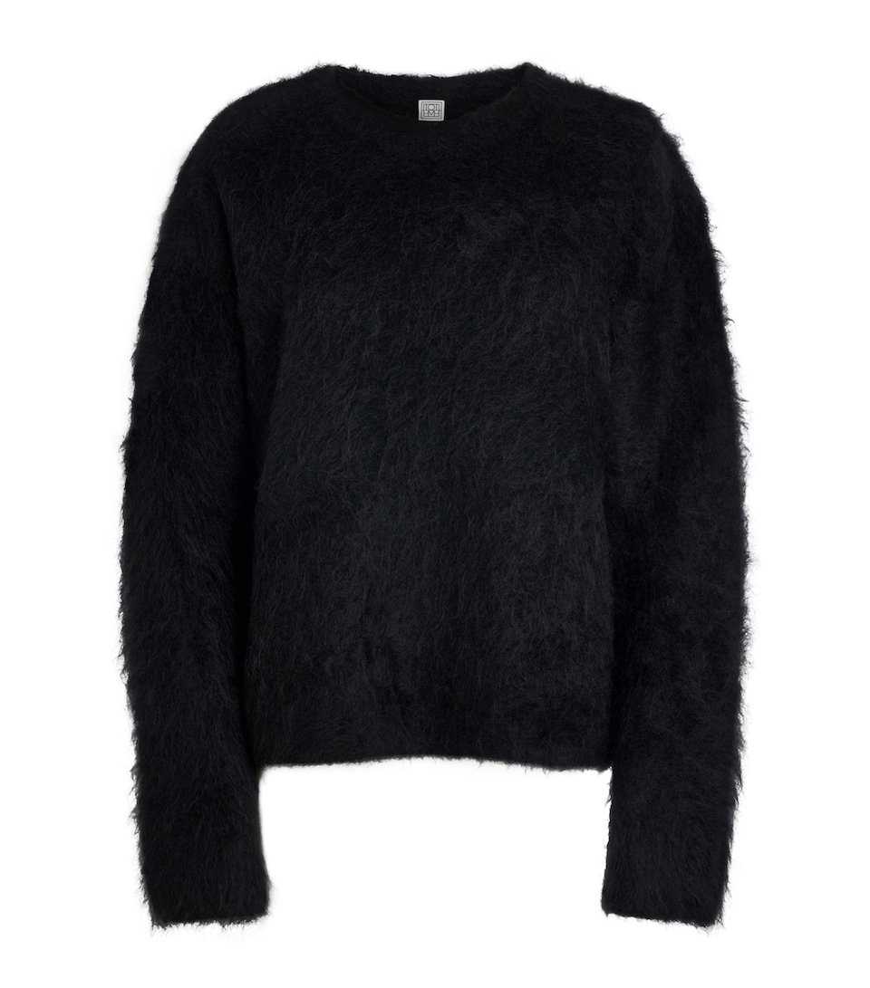 Toteme Womens Alpaca-Blend Boxy Sweater Black
