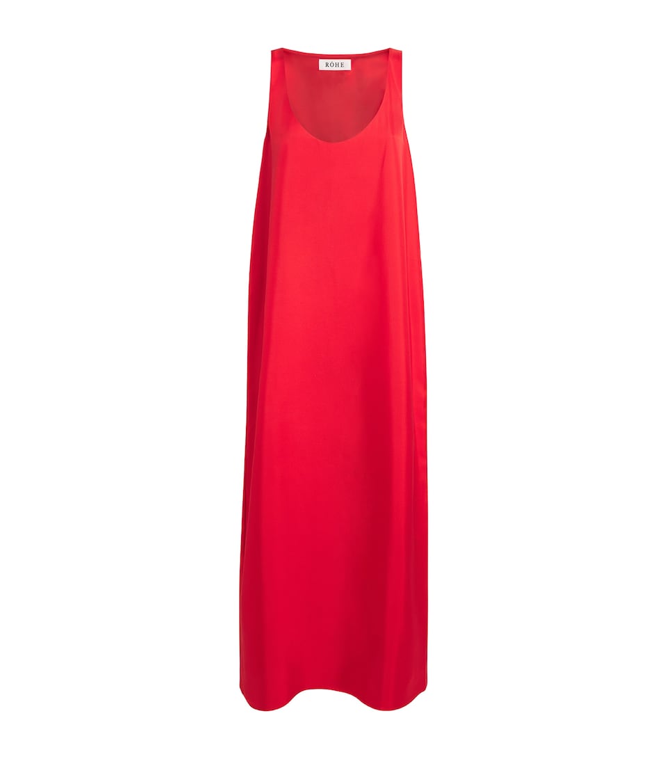 Róhe Womens Silk Scoop-Neck Maxi Dress Red