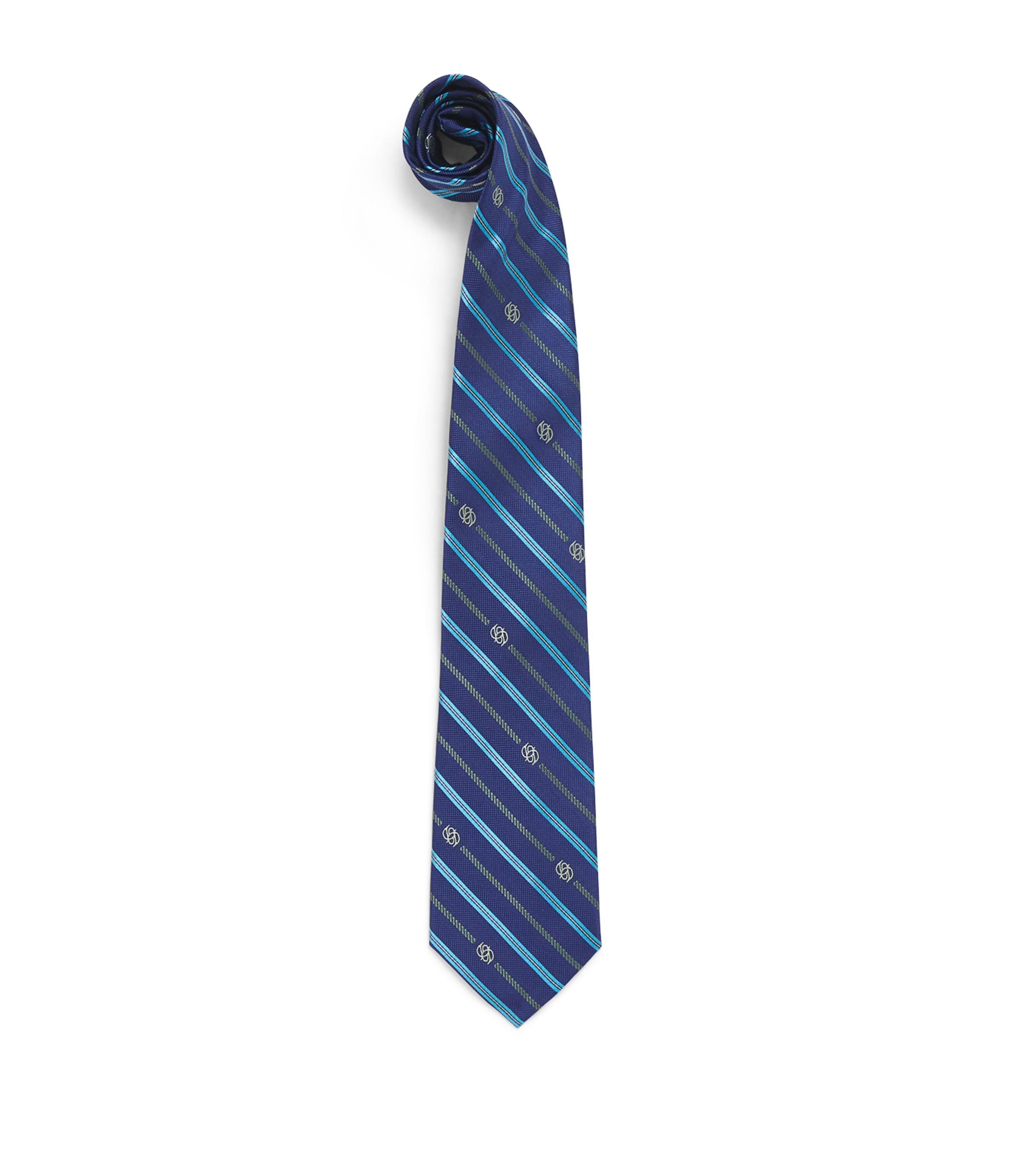 Drôle de Monsieur Silk Stripe Tie Blue