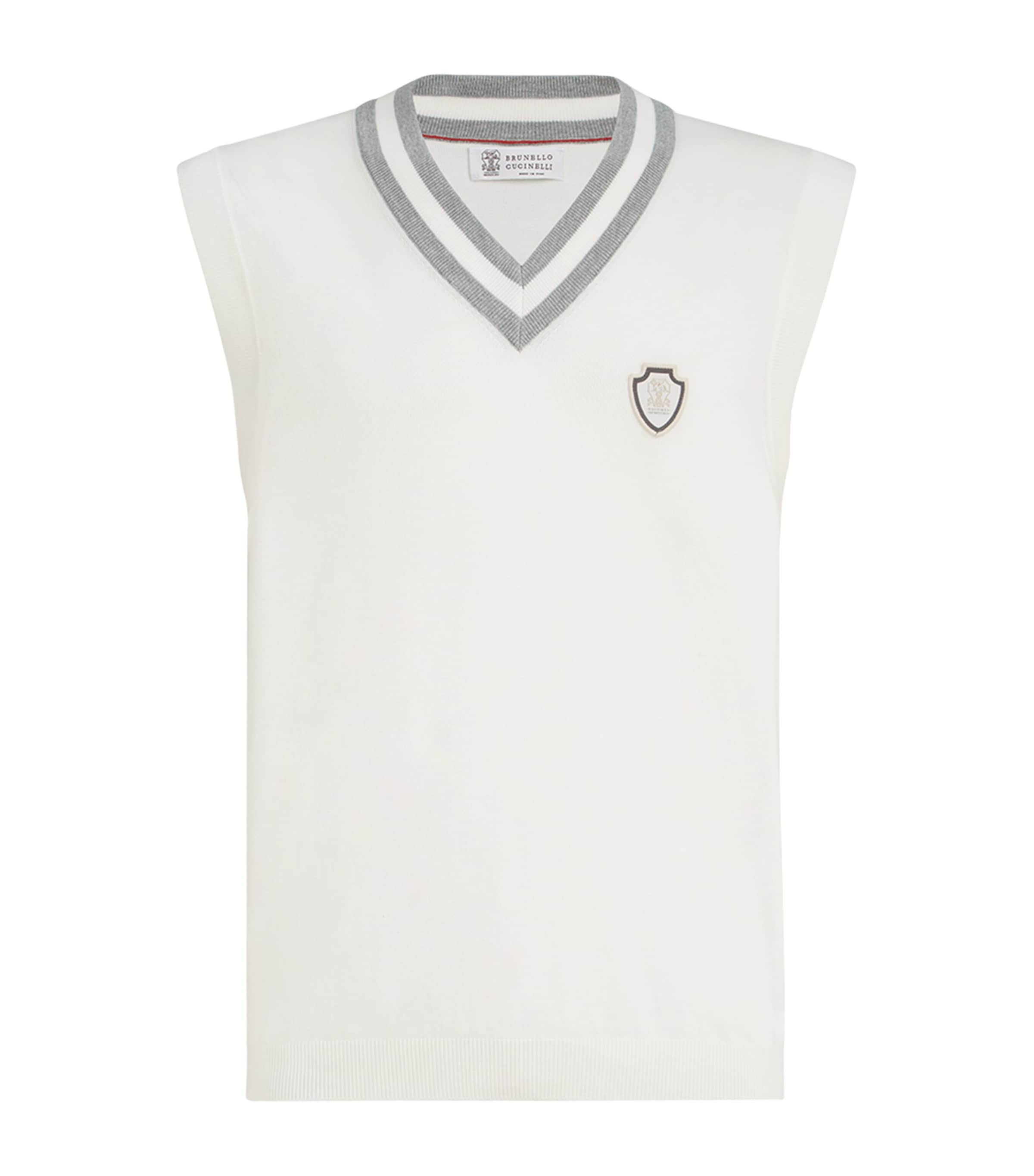 Brunello Cucinelli Mens Cotton Crest Sweater Vest