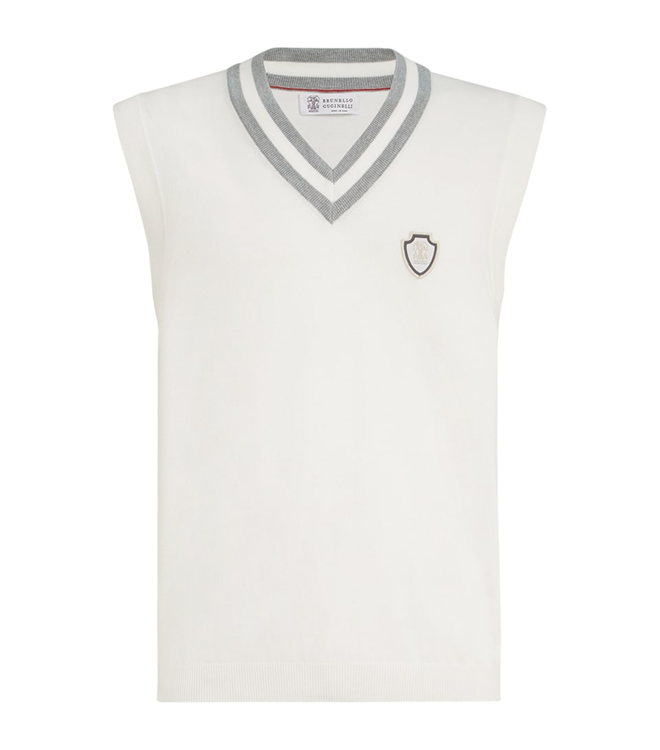 Brunello Cucinelli Mens Cotton Crest Sweater Vest