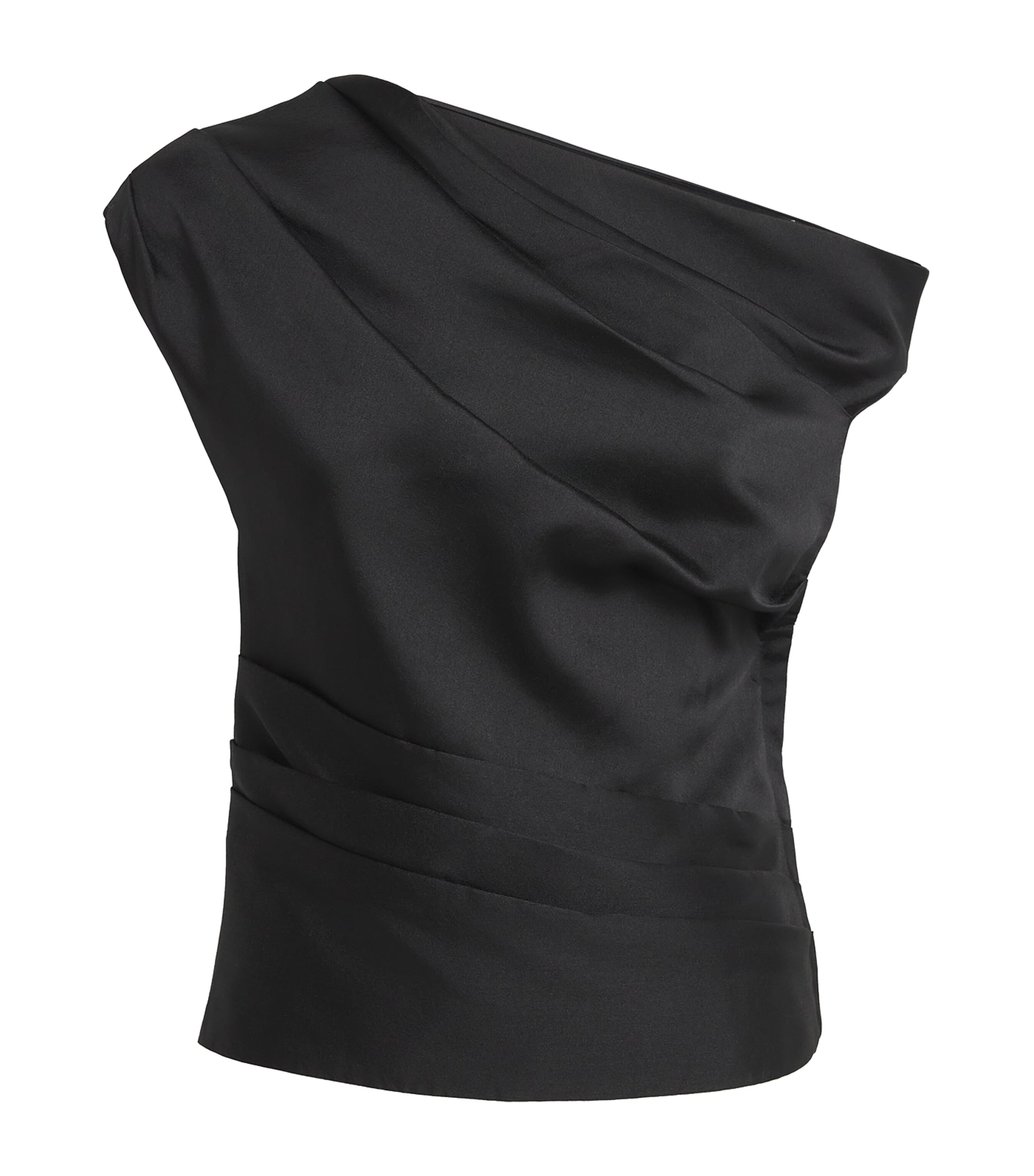 Self-Portrait Womens Taffeta Off-The-Shoulder Blouse Black
