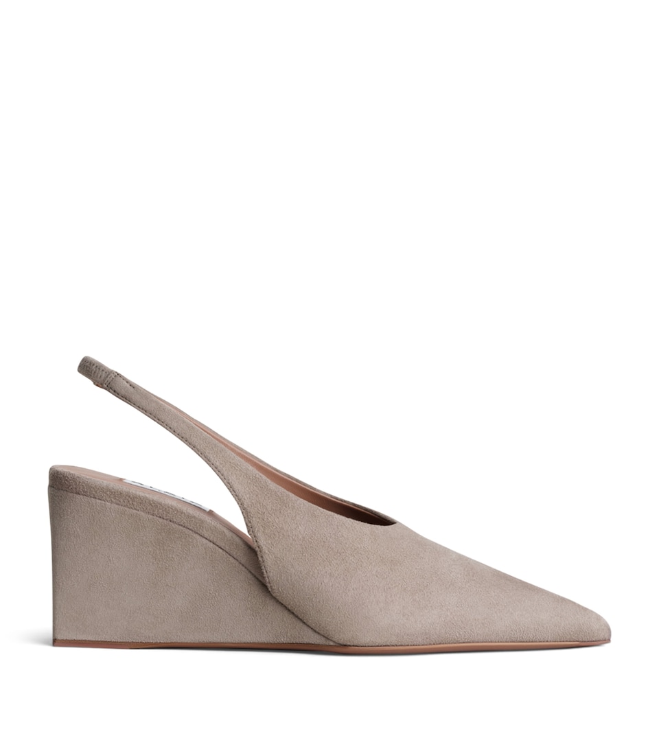 Alaïa Suede Cube Slingback Wedges 75 Mist