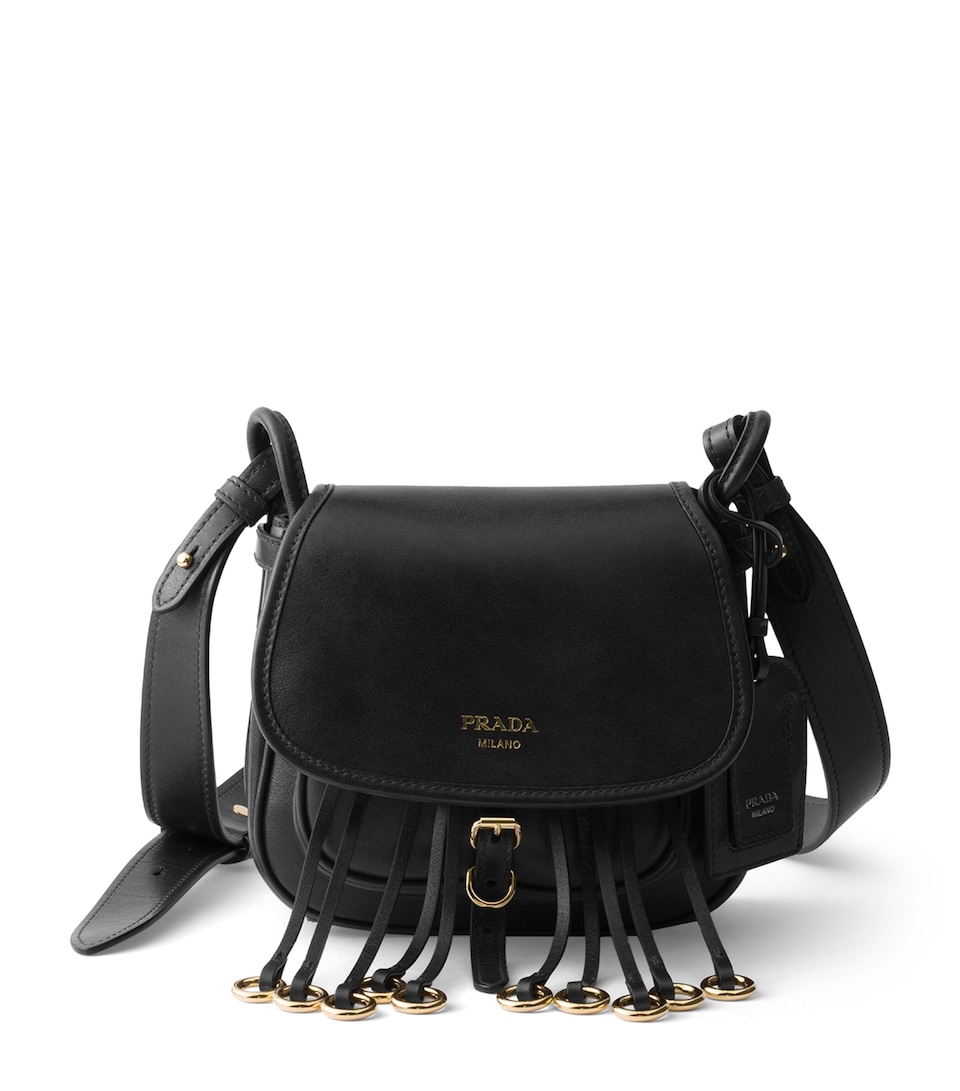 Prada Mini Leather Corsaire Shoulder Bag Black