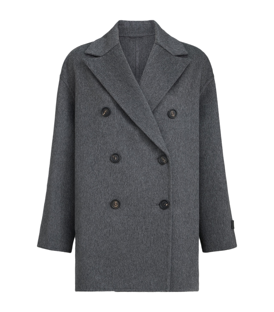 Brunello Cucinelli Womens Cashmere Double Beaver Cloth Pea Coat
