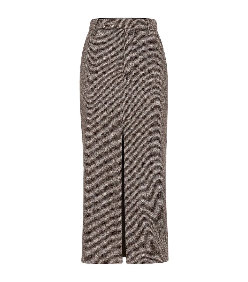 Wool-Silk Mélange Pencil Skirt