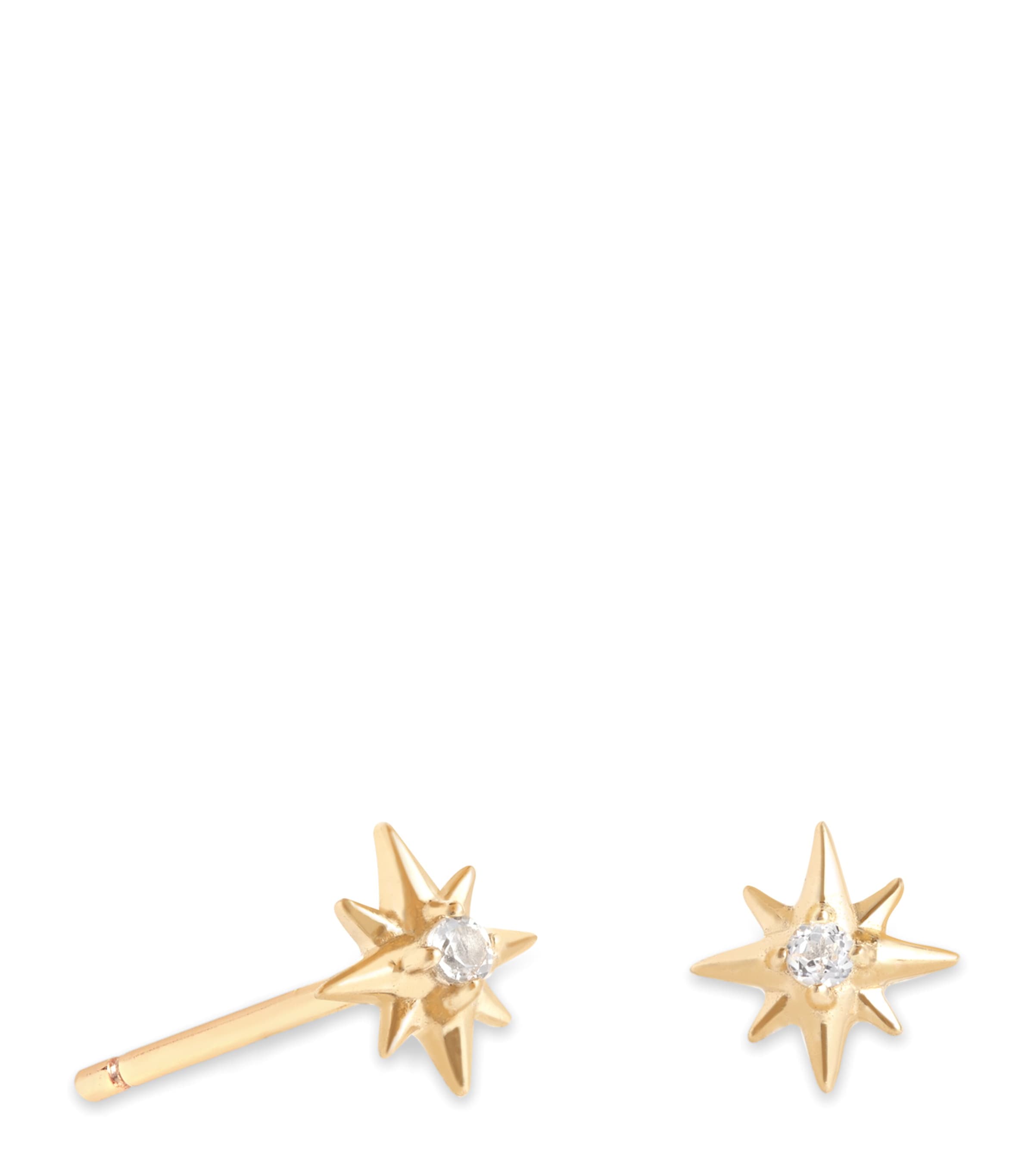 Yellow Gold and Topaz Star Earrings