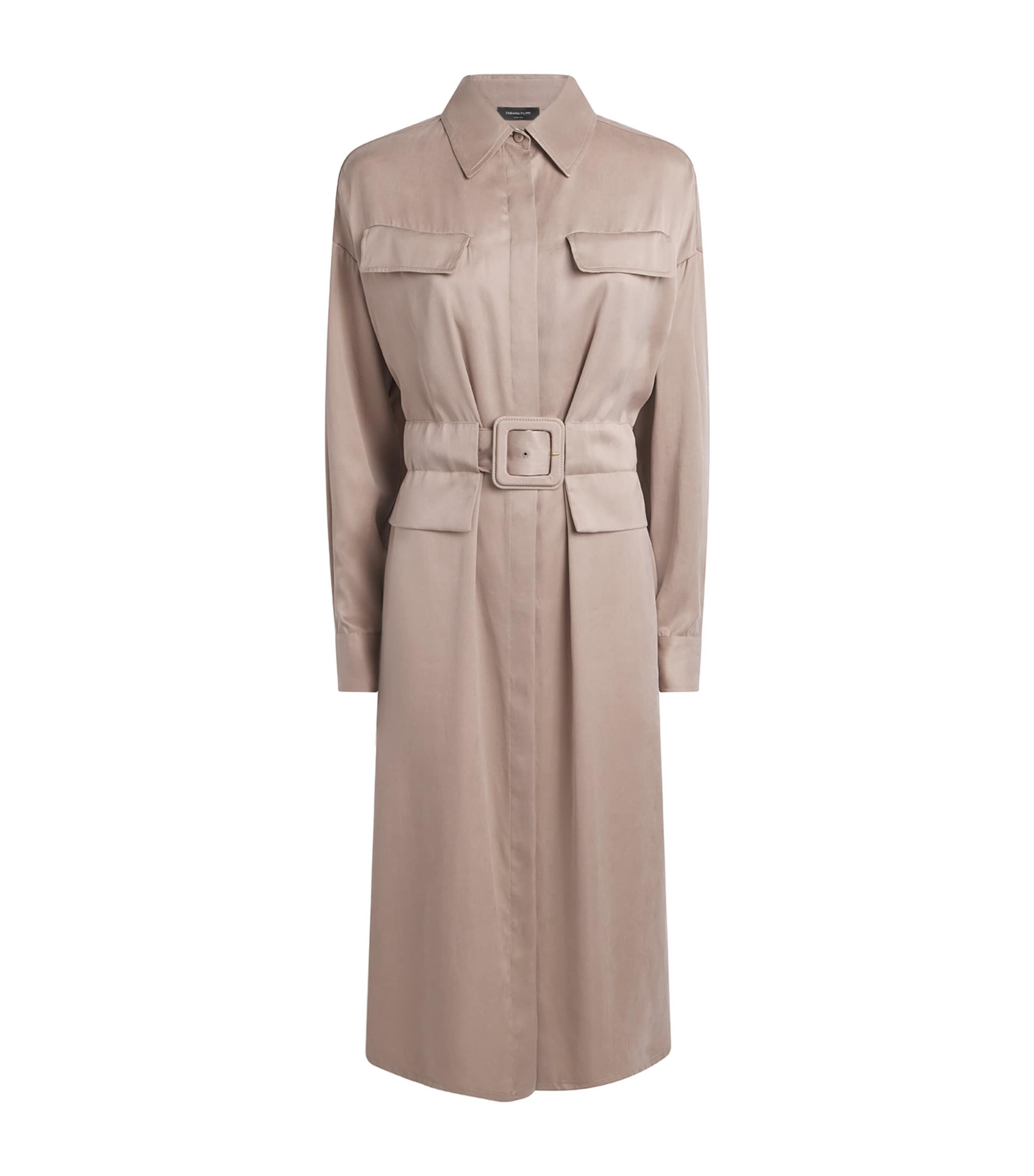 Fabiana Filippi Womens Wool-Blend Safari Midi Dress Moka Meringa