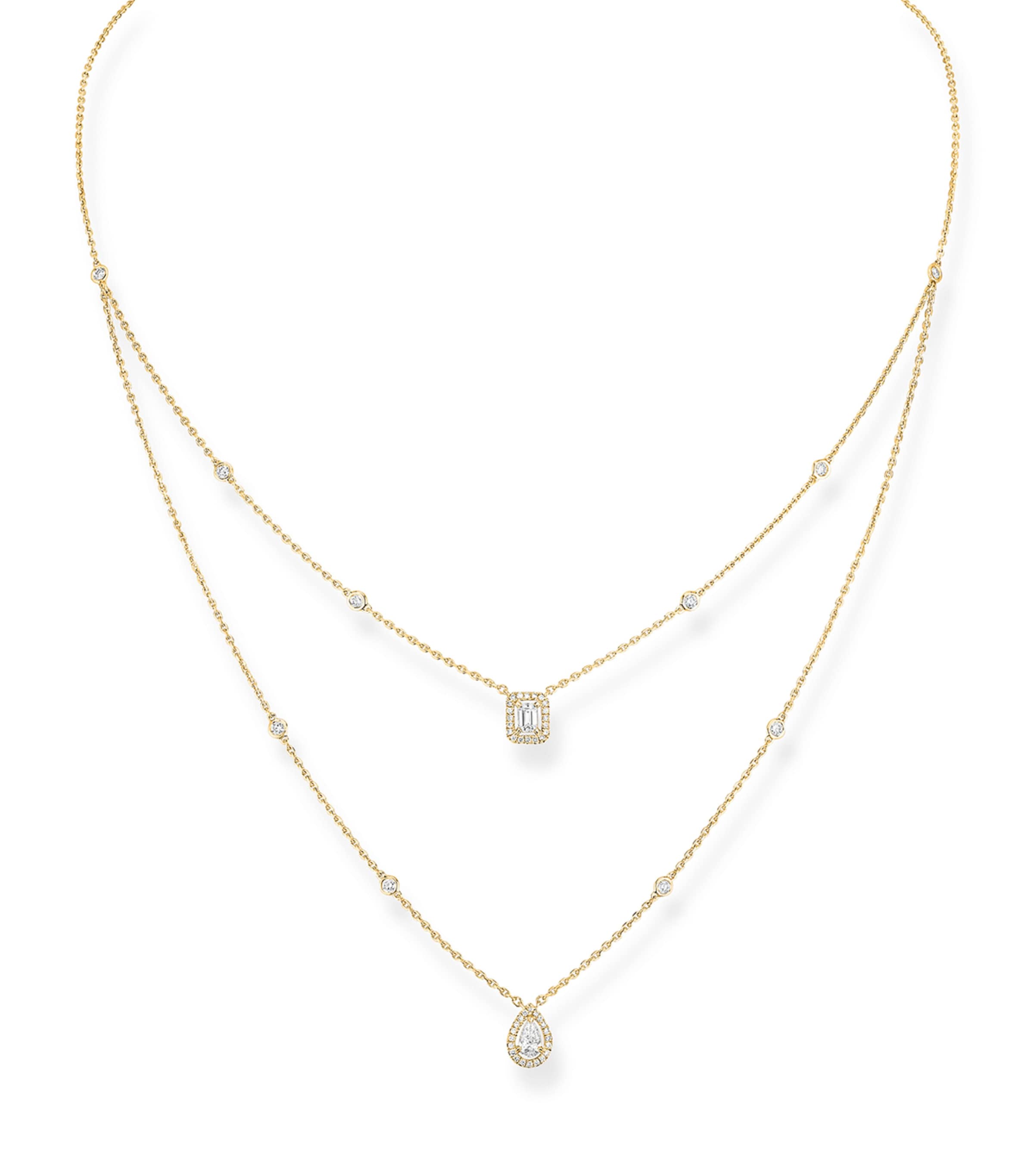 Messika My Twin Yellow Gold and Diamond Layered Necklace Yellow Gold
