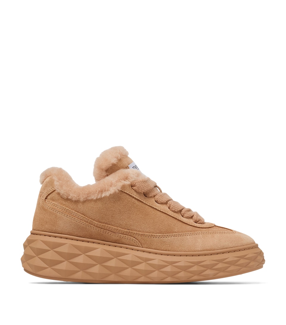 Diamond Maxi Retro Suede-Shearling Sneakers