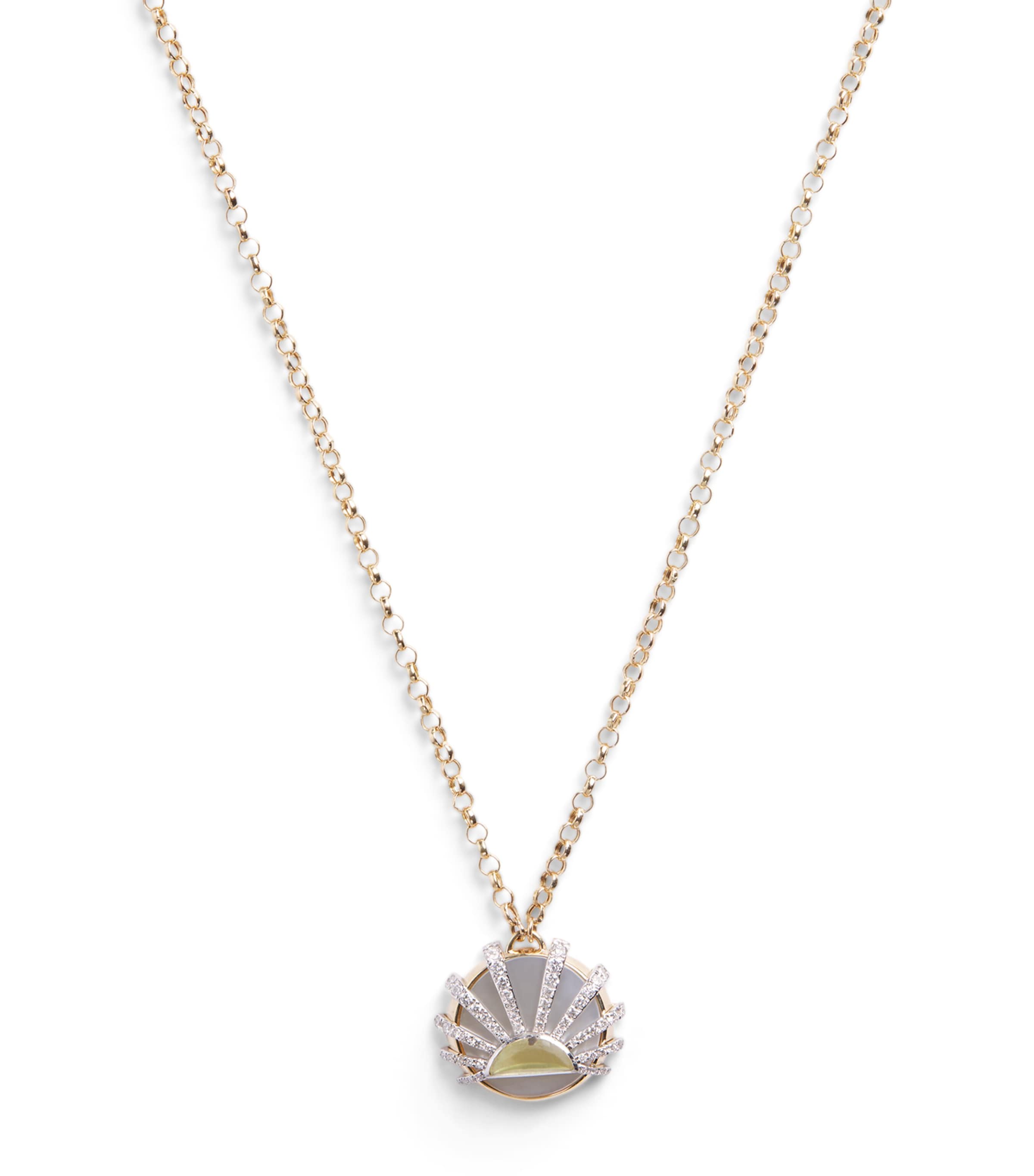Yellow Gold, Diamond, Citrine and Pearl N*93 Sun Dawn Necklace
