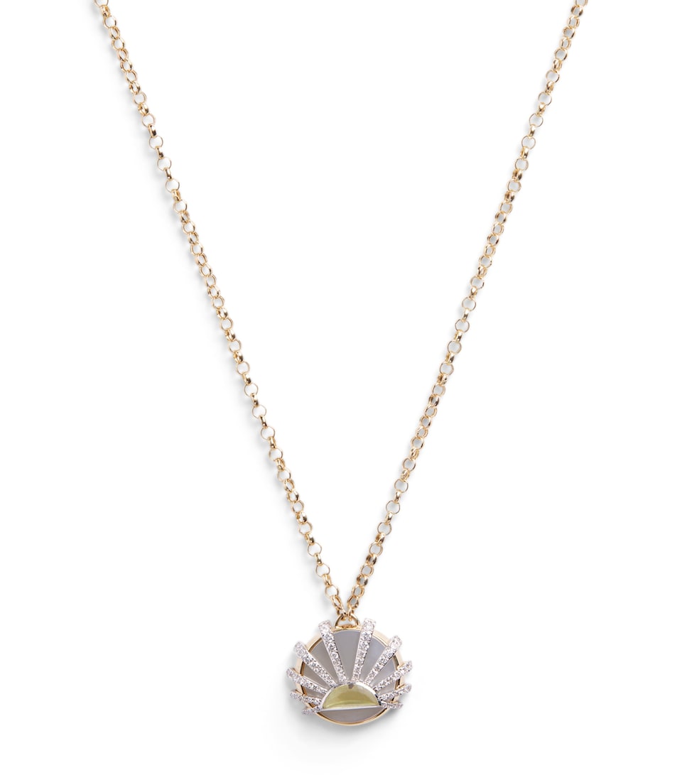 Yellow Gold, Diamond, Citrine and Pearl N*93 Sun Dawn Necklace
