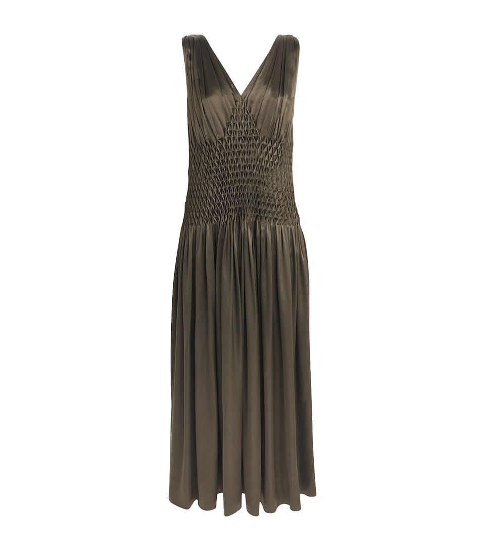 Khaite Womens Silk Nola Midi Dress Dark Olive