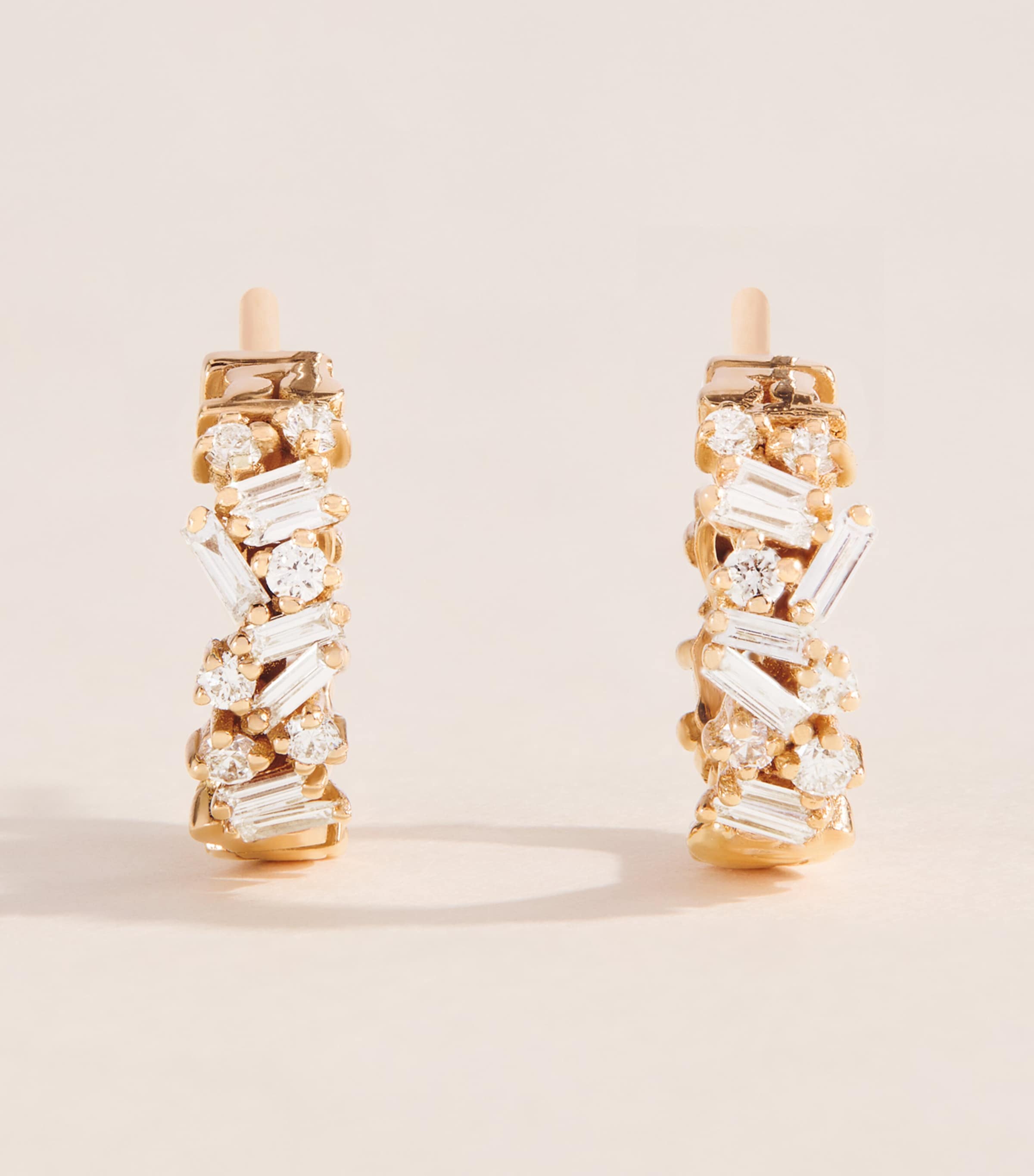 Suzanne Kalan Rose Gold and Diamond Classic Fireworks Hoop Earrings Rg/wd