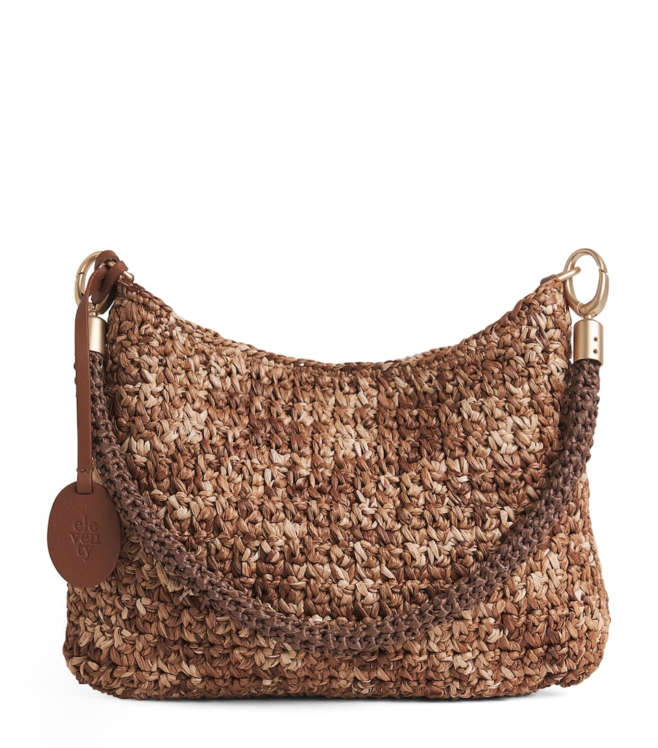 Eleventy Raffia Woven Shoulder Bag Vicuna