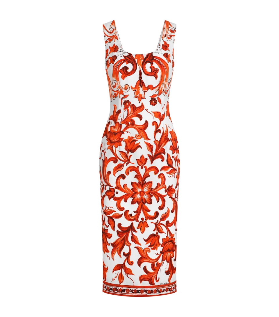Dolce&Gabbana Womens Silk-Blend Majolica Print Dress Combined Colou