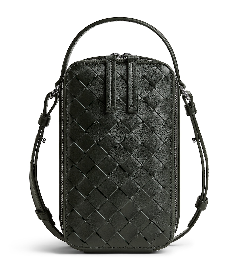 Leather Intrecciato Getaway Phone Pouch