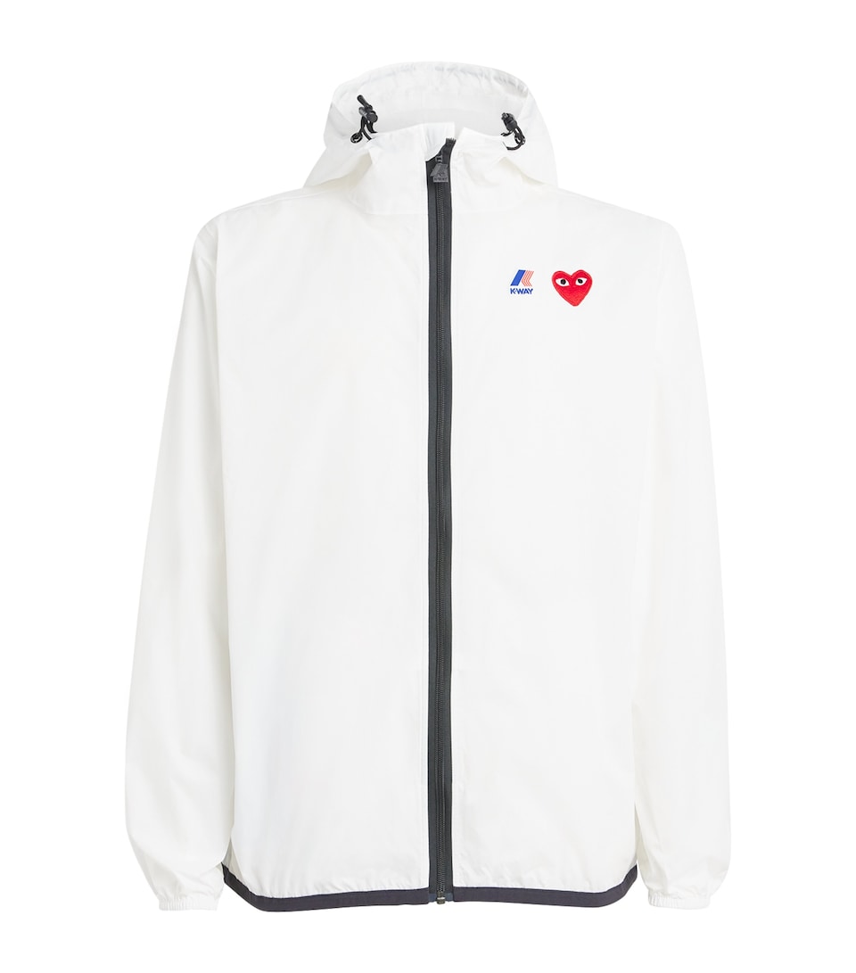 Comme Des Garçons Play Mens x K-Way Nylon Water-Resistant Jacket White