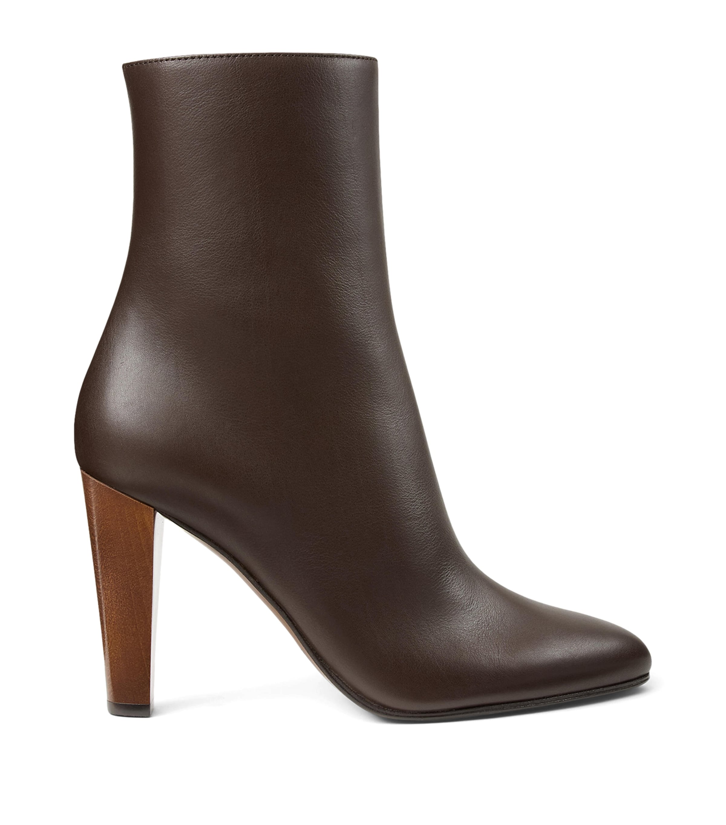 Ralph Lauren Collection Leather Bernice Ankle Boots 95 Chocolate