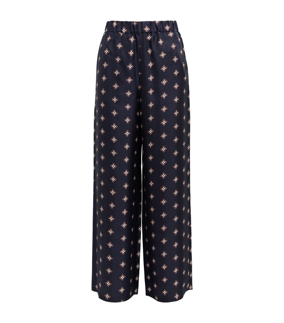 MM Womens Silk Printed Wide-Leg Trousers Ultramarine Tie