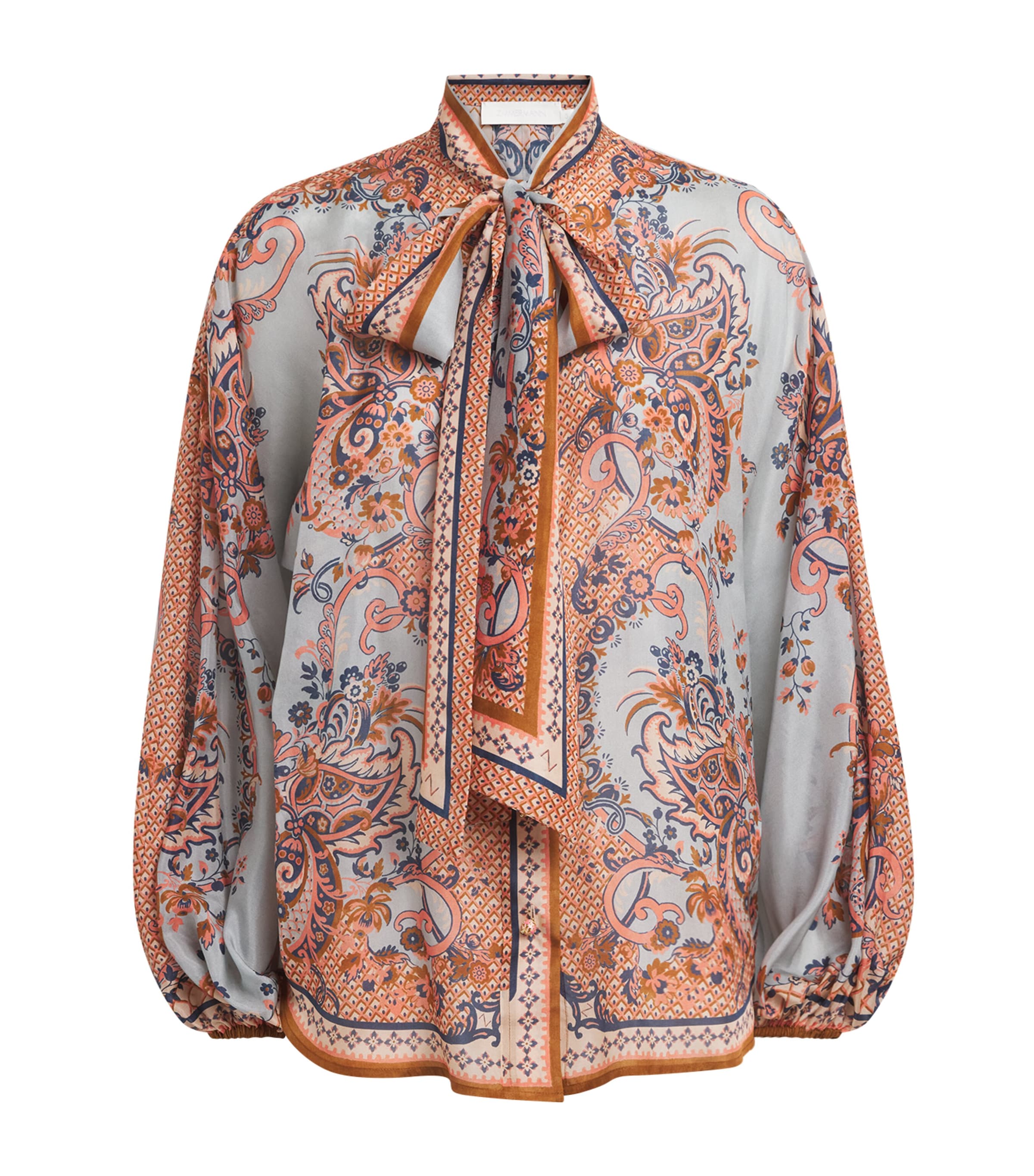 Zimmermann Womens Silk Printed Aster Blouse Blupf Blue Psly Flrl