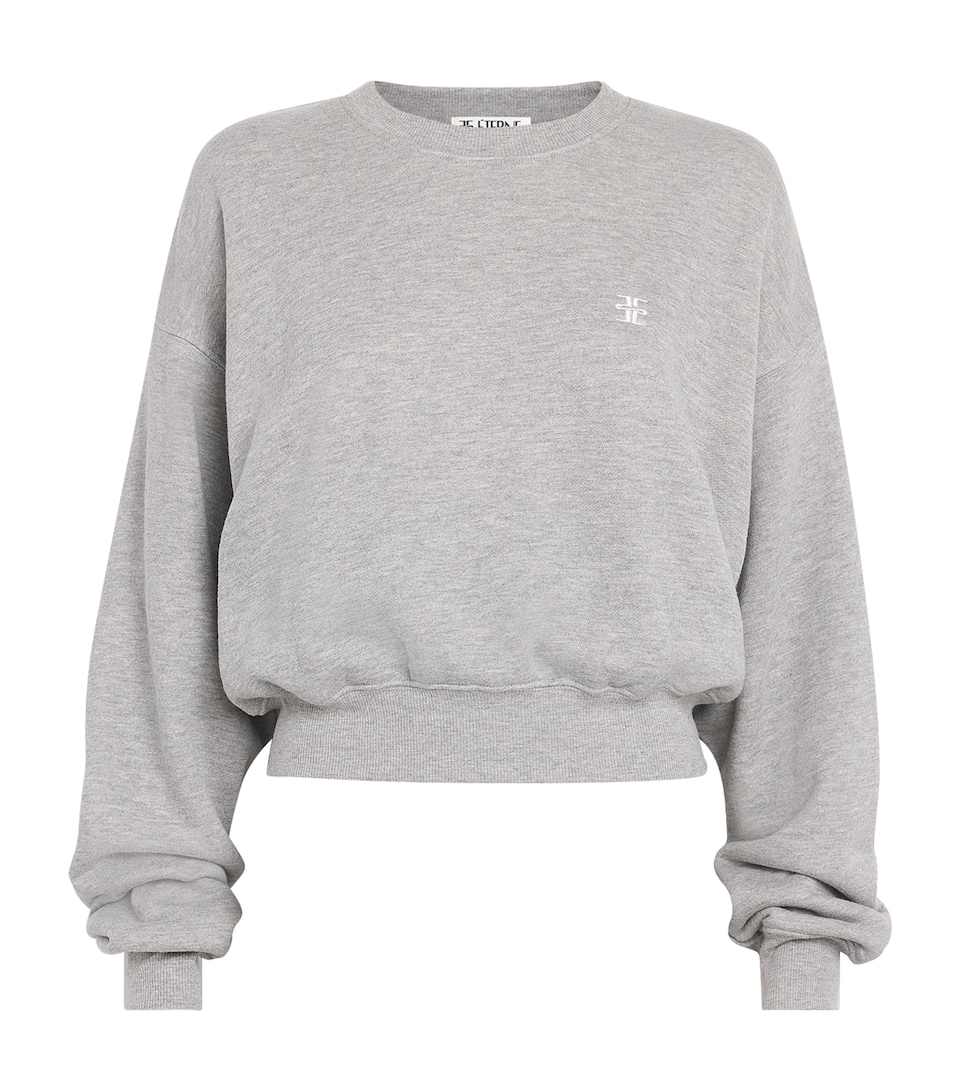 ÉTERNE Womens French Terry Cropped Sweatshirt Heather Grey
