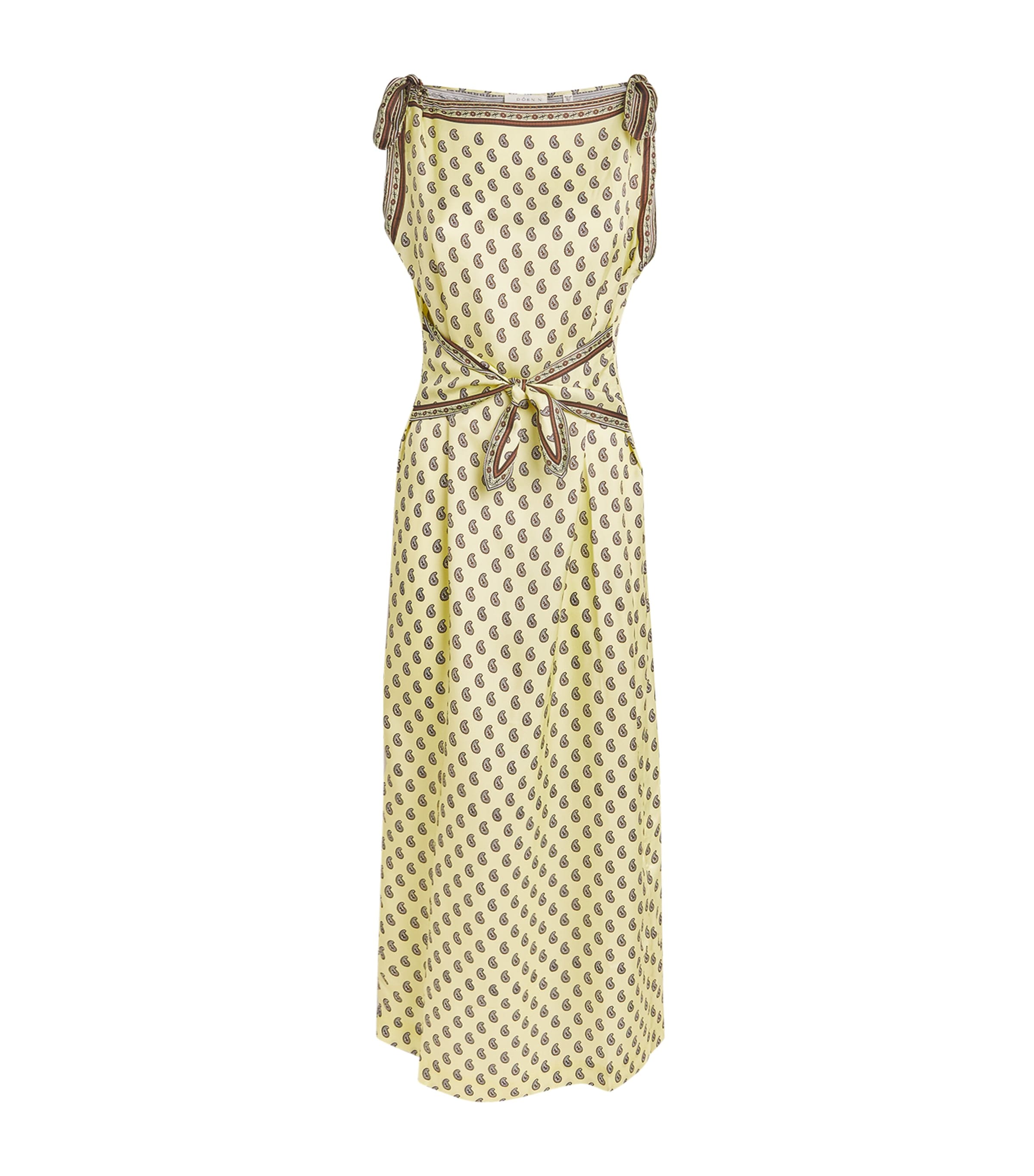 DÔEN Womens Silk-Blend Amorette Midi Dress Sunlght Trmina Psley
