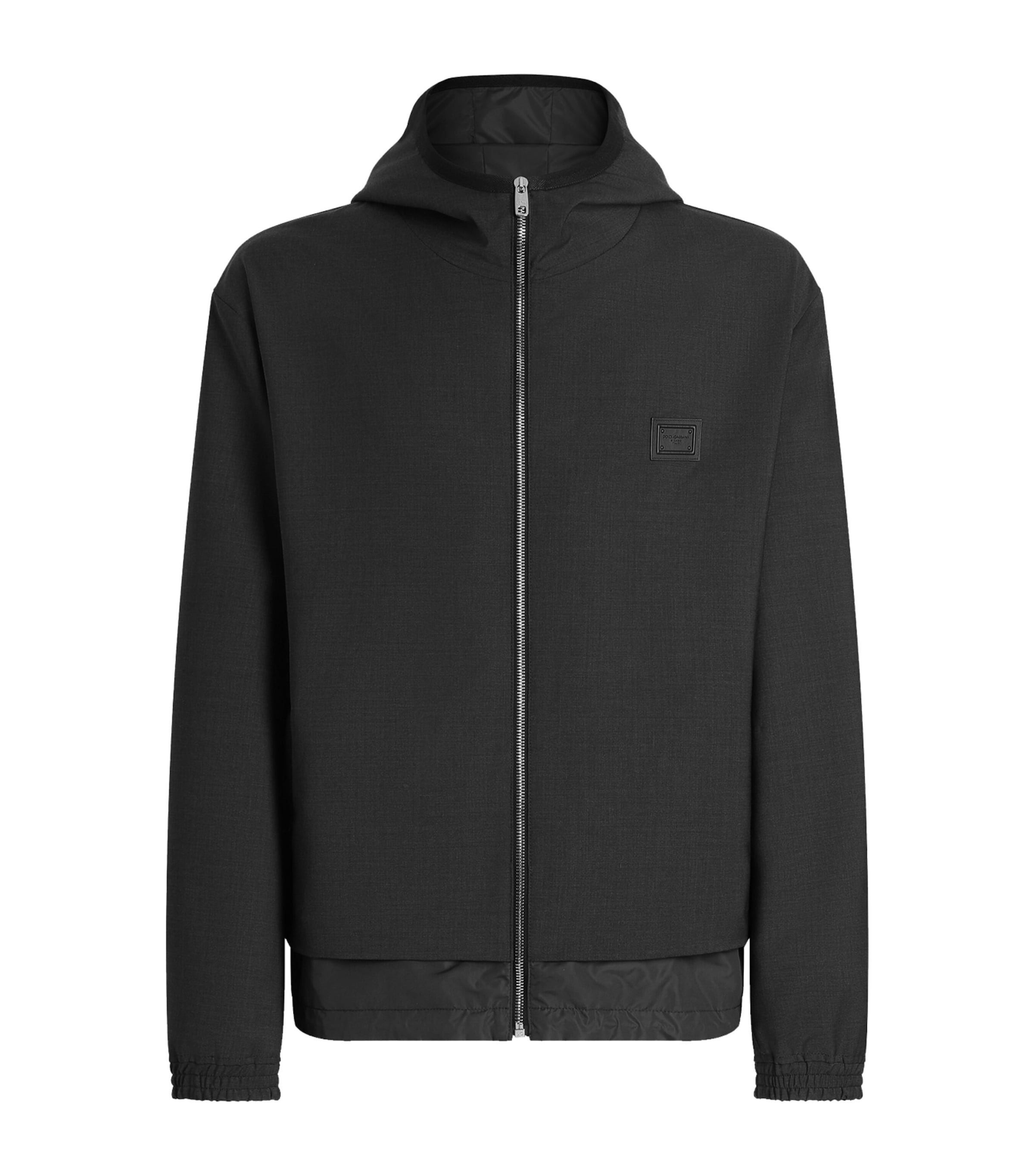 Dolce&Gabbana Mens Wool-Blend Canvas Hooded Jacket Iron Grey