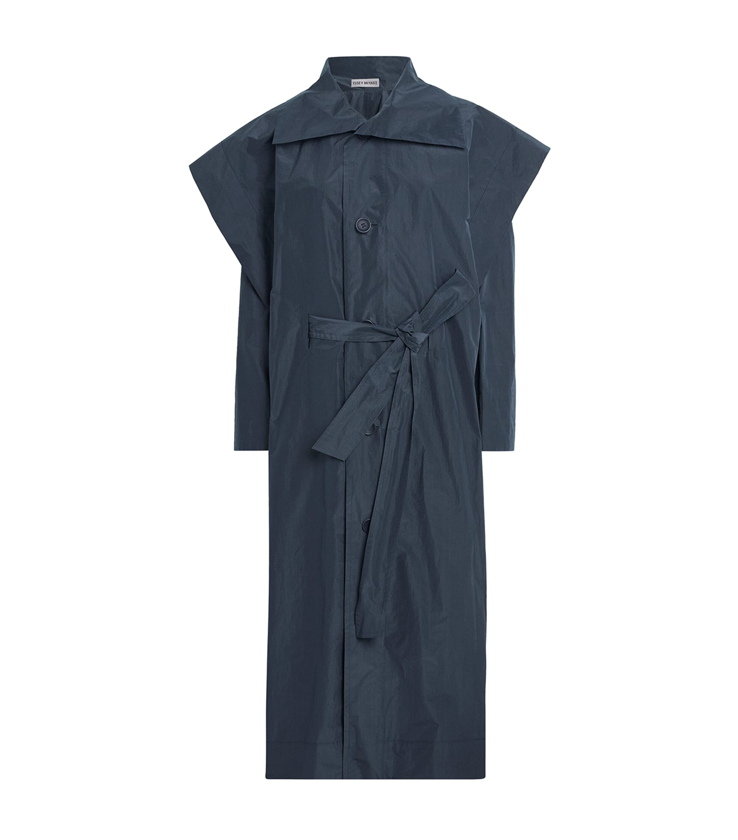 Issey Miyake Womens Oversized-Collar Correlation Coat Dark Navy