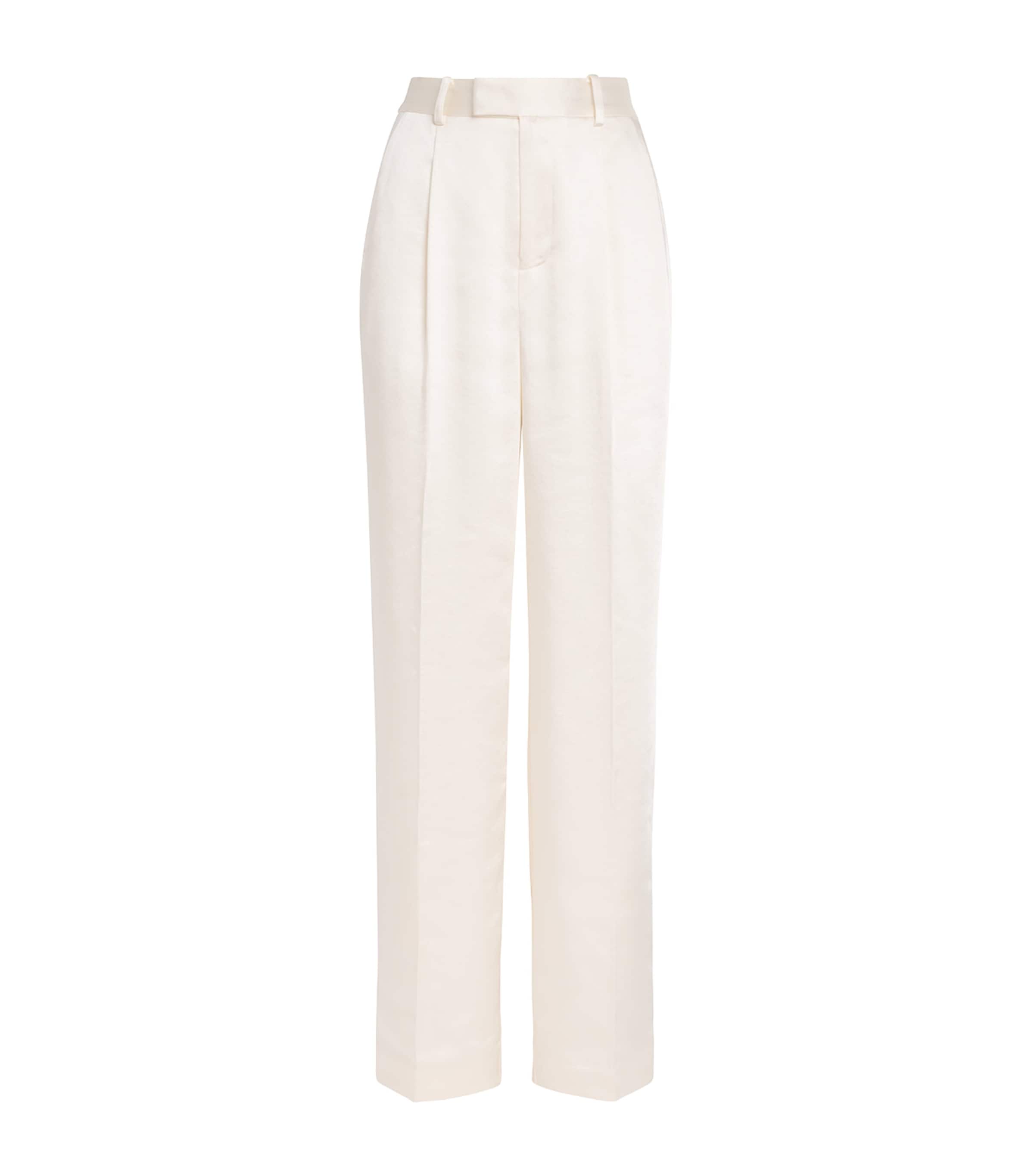 Self-Portrait Womens Satin Wide-Leg Trousers Cream