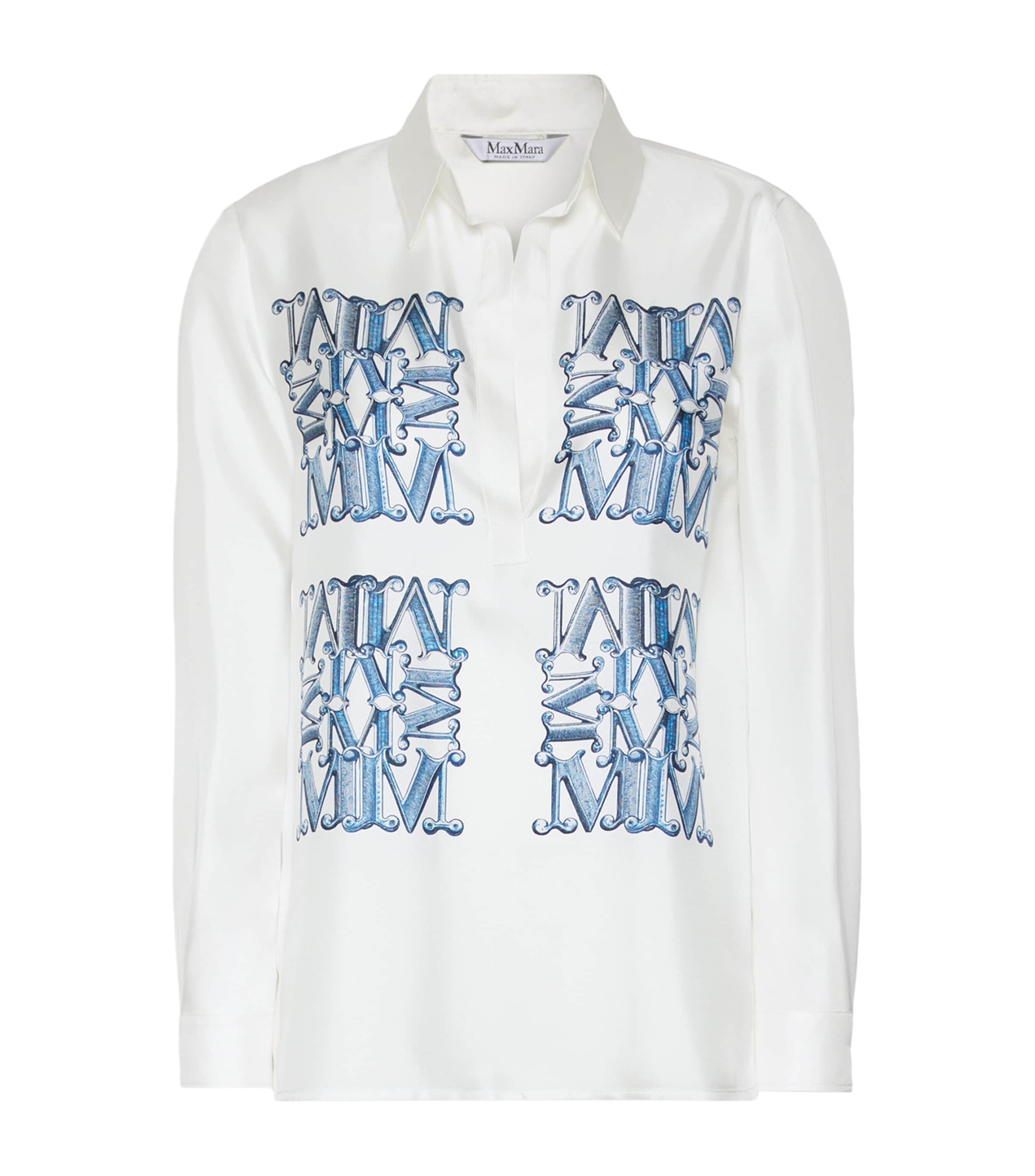 Max Mara Womens Silk Monogram Shirt Ocean