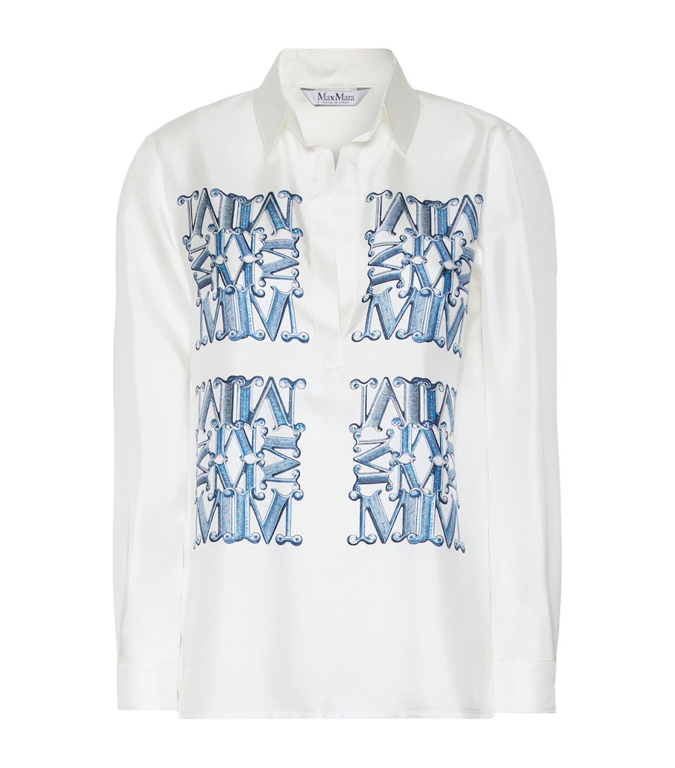 Max Mara Womens Silk Monogram Shirt Ocean