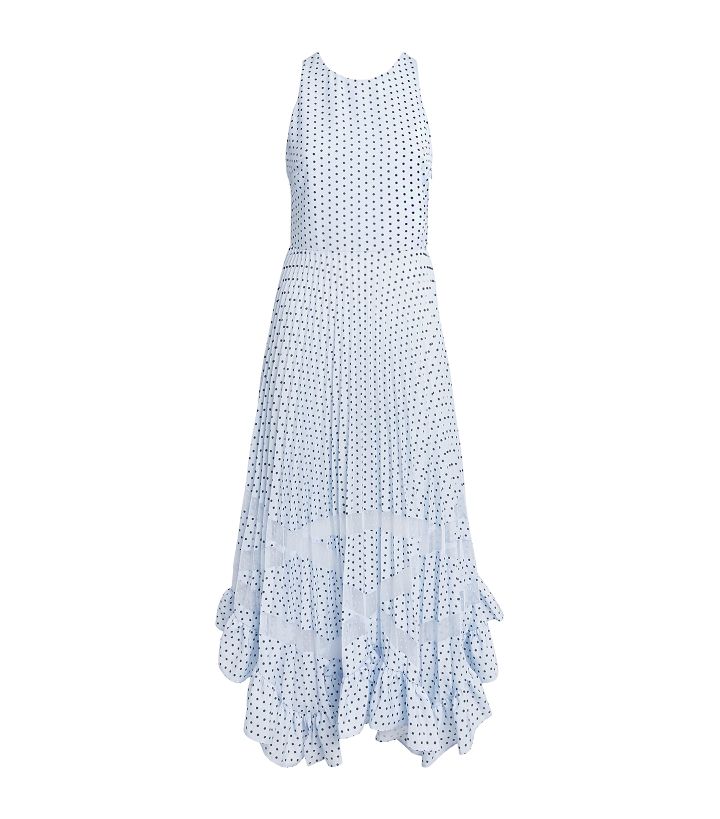 Claudie Pierlot Womens Pleated Polka Dot Midi Dress Light Print