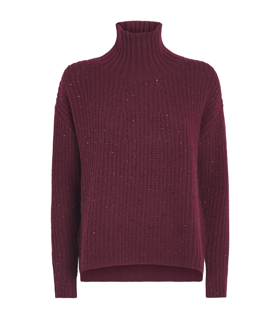 Allude Womens Wool-Cashmere Crystal-Embellished Sweater