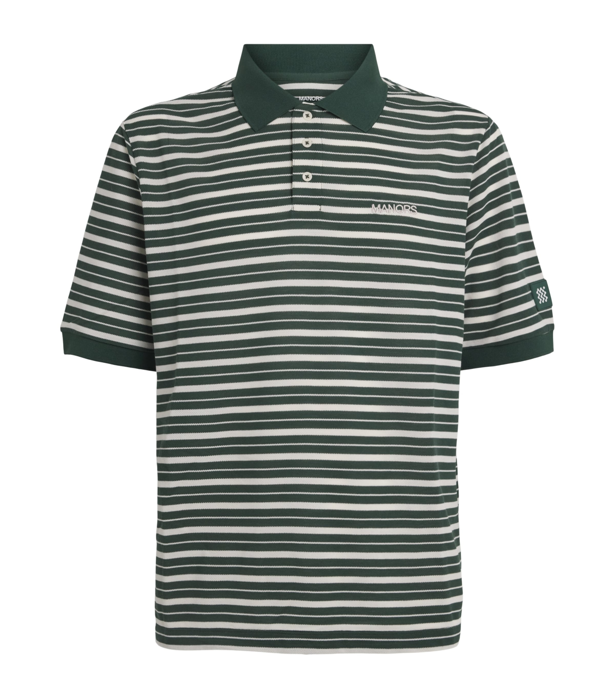 Manors Mens Piqué Stripe GOAT Polo Shirt Pine Green